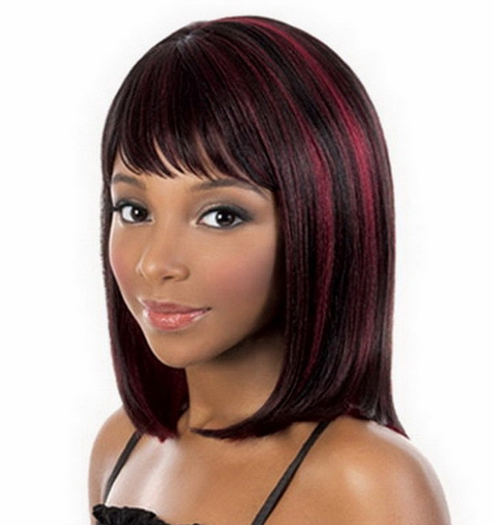 Hawkko Bob Straight Wig Short Wigs For Women Heat Resist Cospaly Party Daily Hair Wig(Black and Red)